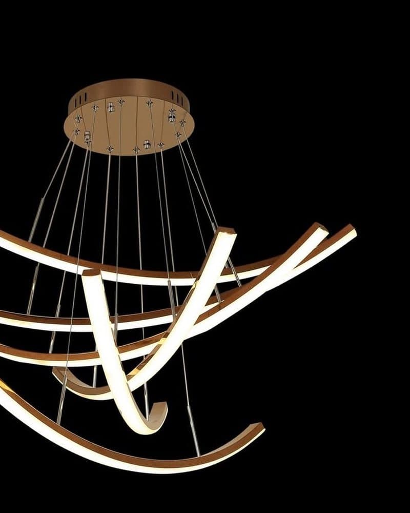 Gold LED swirl chandelier