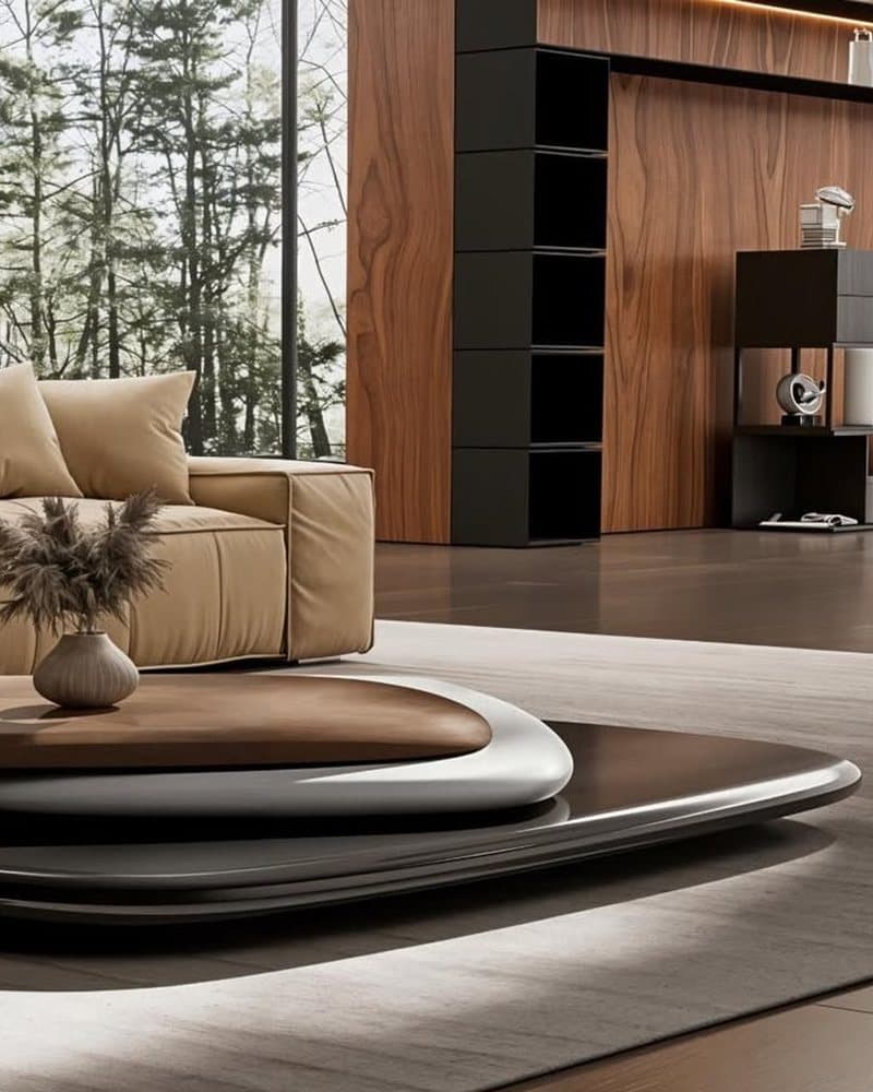 Layered pebble coffee table